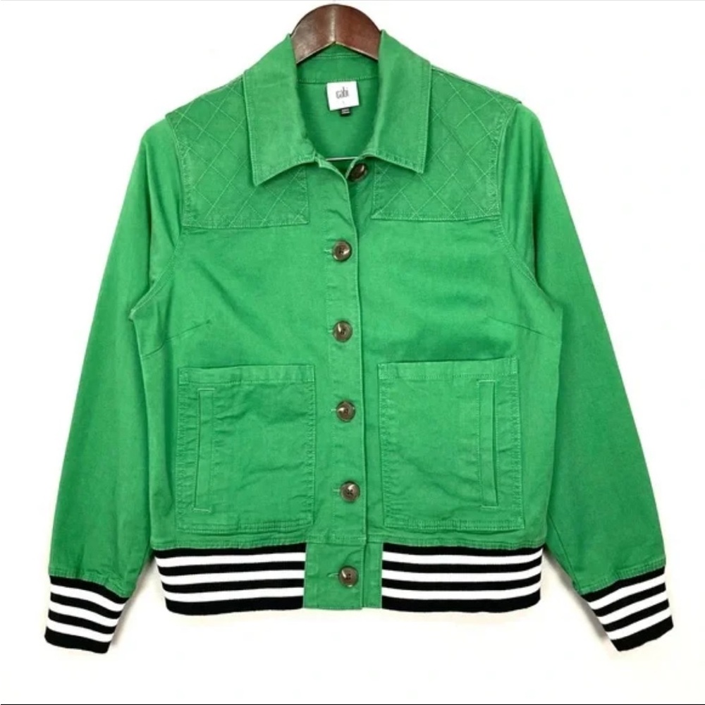 CAbi 5852 Green Bomber Jacket Size Small In EUC